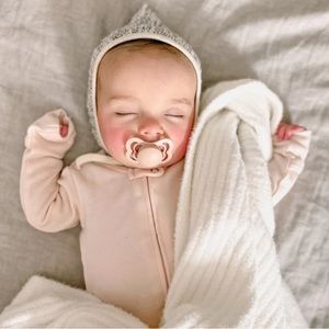 Organic 2-Way Zipper Footie in Blush loved baby blush pajama preemie size footie